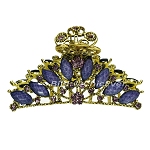 Haargreifer L Vintage Haarkneifer Haarklammer Metall & Strass lila violett gold 5119e